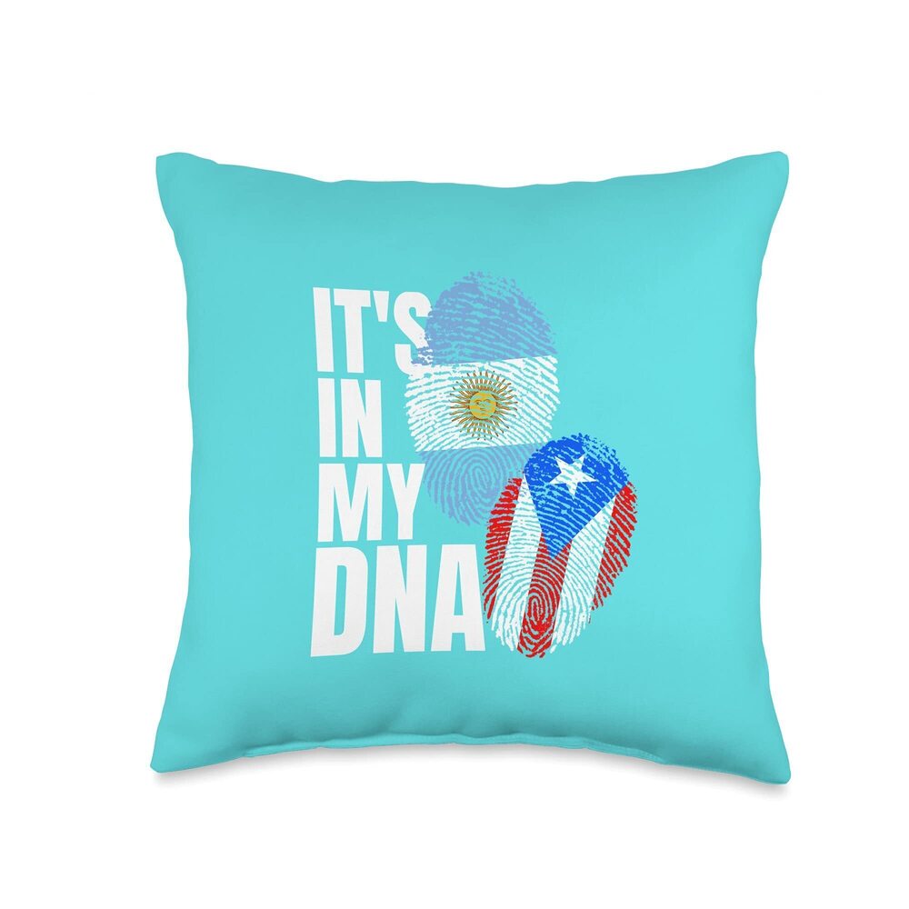 1803 Argentinian And Puerto Rican DNA Flag Heritage Throw Pillow